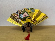 Antique Decorative Fan with Floral Pattern and Flower Carriage, Used