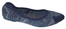 NEW SKECHERS CLEO WHAM BLACK SILVER TEXTILE BALLET FLATS 6 M