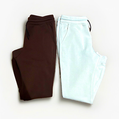 Essentials Men's Fleece Drawstring Jogger Pants size L , Brown & Cream