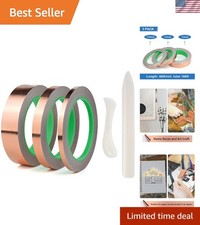 Copper Foil Tape 3 Pack Double-Sided Conductive Crafting Stained Glass Guitar
