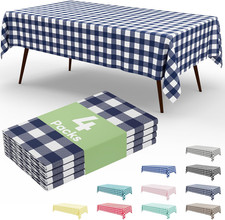 4 Packs Buffalo Disposable Table Cloth, 54 x 108 Inch Waterproof Plastic Tablecl