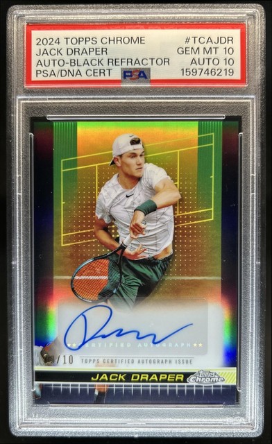 2024 Topps Chrome Jack Draper Auto I Black Refractor #/10 PSA 10 Auto 10