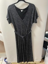 White Label The White Company dress Sz 10 wrap front midi floral print black 