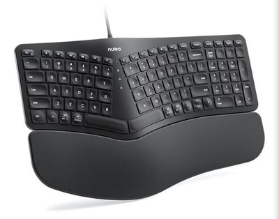 Nulea RT05C Wired Ergonomic Keyboard. Cushion Wrist rest. Windows/Mac. USB Cord.