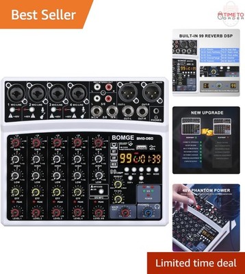 6 Channel Audio Mixer Digital DJ Console Bluetooth USB Recording Karaoke