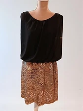 Vintage J. Taylor Black Gold Sequin Mini Dress 14 Coachella Fairygrunge Clubbing