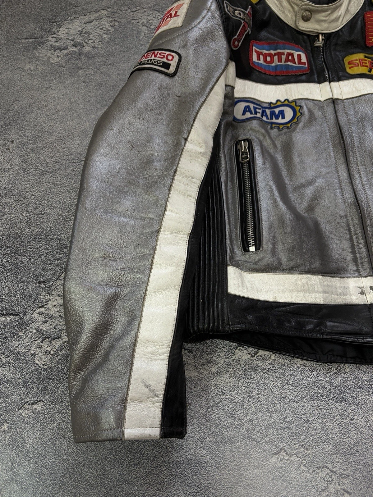 Vintage Segura Leather Racing Jacket Motul Total Dunlop Patches Biker Size M / 3 - product detail image 8