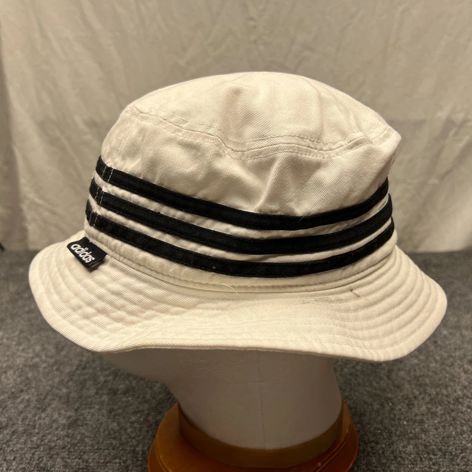 Adidas Originals 3 Black Stripe Bucket Hat Adult OSFA White Casual - Image 3 of 4