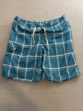 Men's OP Ocean Pacific Swim Trunks XL 40-42 Turquoise/Teal Plaid Board Shorts