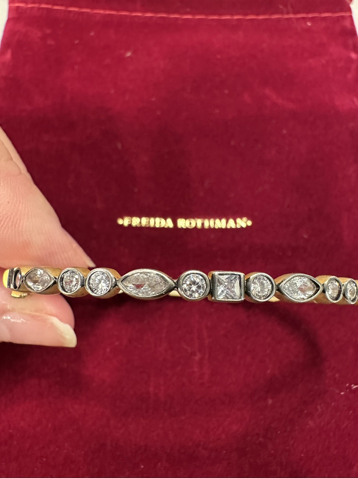 Freida Rothman mixed shape hinged bangle bracelet… - image 1