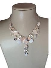 Macy's Silver Plated Disk Charm Necklace NWT