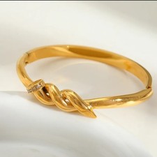 316 Stainless Steel Nail Rhinestone Bracelet Women Anti-Tarnish Gold Plat Bangle