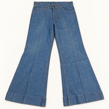 Vtg 60s/70s Levis 646 Big E Orange Tab Bell Bottom Jeans Chambray Denim 32x30