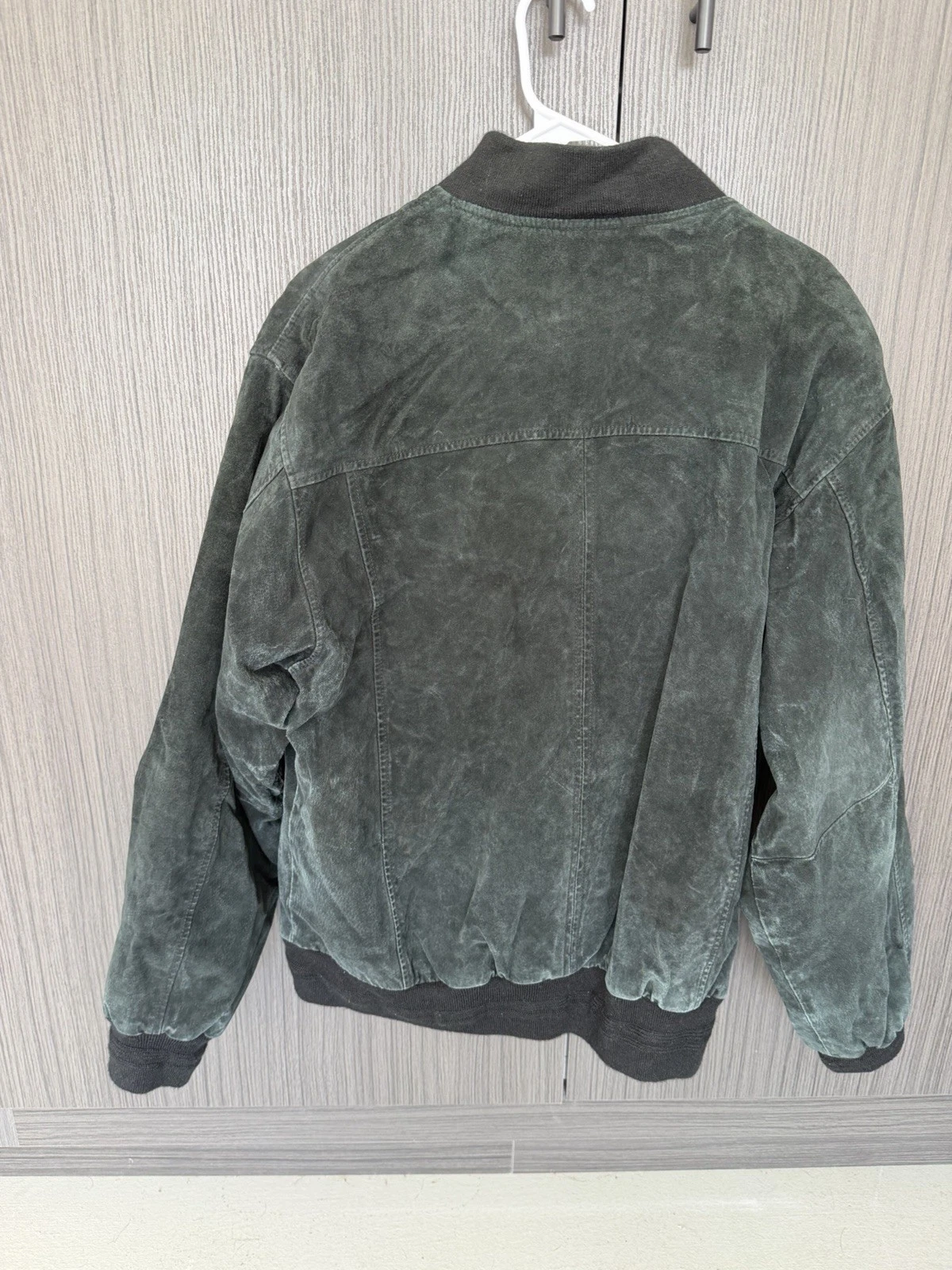 Vintage Croft & Barrow Green Suede Leather Bomber Jacket Mens M Quilted 90s - product detail image 6