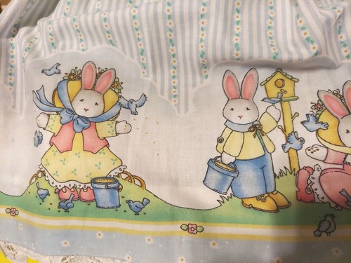 Robe lapin vintage fait main Daisy Kingdom bleu rayé fleurs manches courtes - Photo 9/11
