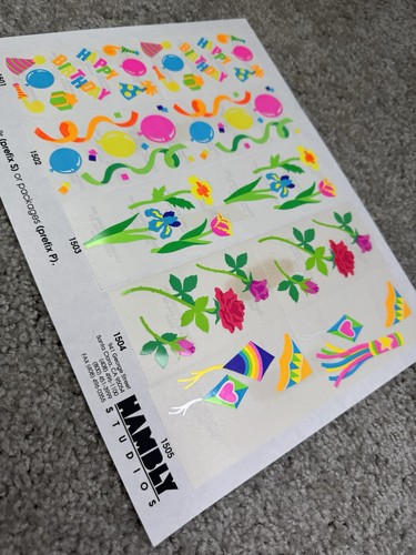 Vintage Stickers Hambly Studios Happy Birthday Balloons Flowers Sheet VTG 80s - Picture 8 of 14
