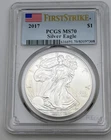 2017 American Silver Eagle PCGS MS70 First Strike FS Mint State Graded .999