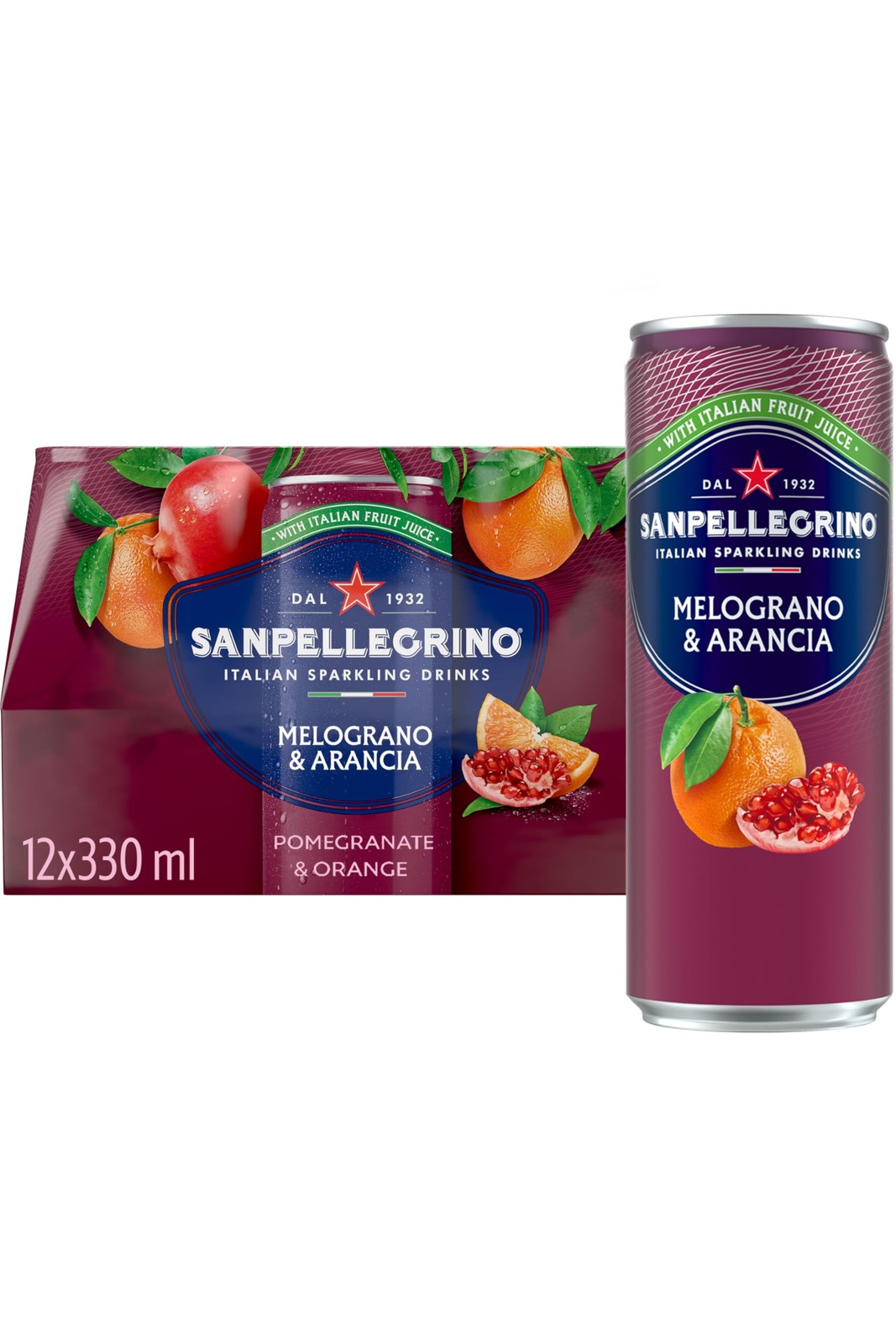 San Pellegrino Pomegranate & Orange Sparkling Beverage, 12 x 330ml Refreshers