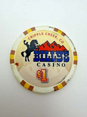 Billys Casino $1 Gaming Chip Cripple Creek, Colorado Circulated Vintage