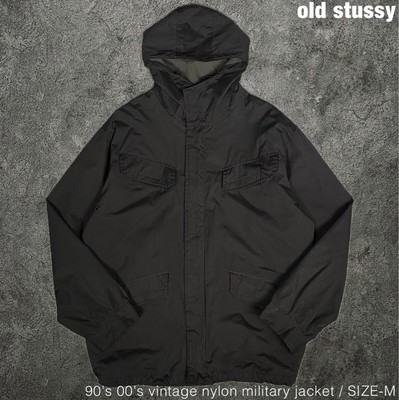 Old Stussy 90s 00s Vintage Nylon Military Jacket Black Size M Used  