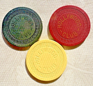 3 Vintage Illegal Chips Hollywood Club Toledo Ohio 1930s