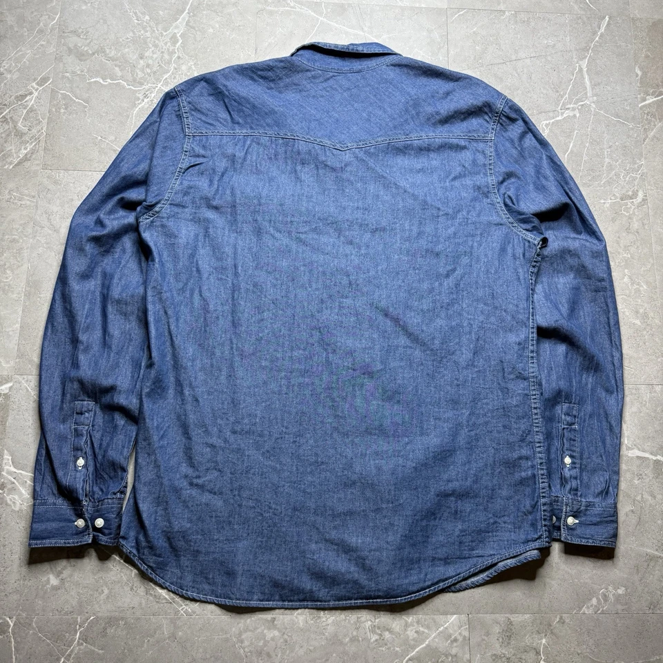 Camisa Denim Salt Valley Western Denim Perla Botón a Presión Hombres XL Azul Foto 3 de 4