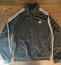 adidas Men's Black/White 3-Stripe Full-Zip Track Jacket w/ Pockets Size M