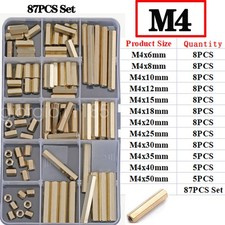 87x Female Spacer Thread Pillar Brass PCB Studs Standoff Hexagonal Connector Nut