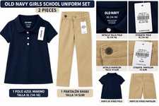 Old Navy Girls School Uniform Set Navy Polo XL 14-16 Khaki Pants 14 Slim NWT