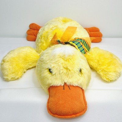 Chosun Duck Billed Platypus Large Yellow Orange Plush 34  Stuffed Animal Vintage