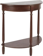 Simplify Half round Accent Table, Walnut, 28.25W 11.8D 28.25H