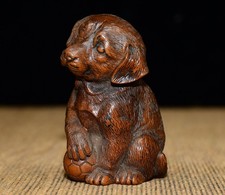 Exquisite Small Leaf Boxwood Dog Animal Statue Decoration Ornament