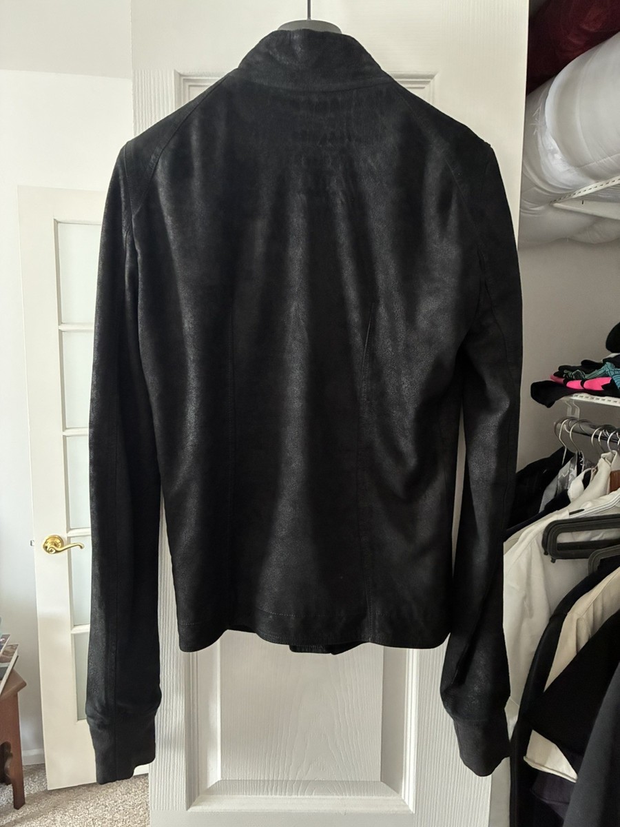 Rick Owens Intarsia high neck Lamb Leather Jacket. Blistered 46 | eBay