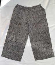 Eileen Fisher Organic Cotton Cropped Wide Leg Pants Pebble Print Black Beige