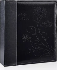 Photo Album 8x10 Clear Pages Pockets Leathe Cover Slip 50 Pockets/1PK, Black