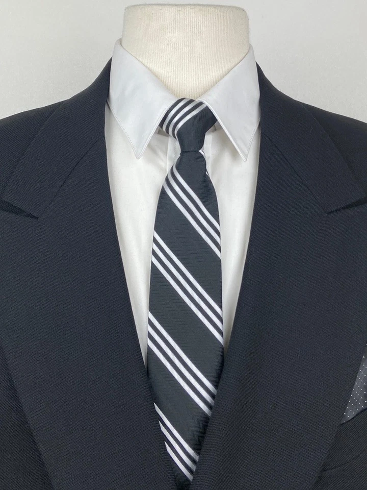 HENRY GRETHEL Hombres 42R Negro Doble Pecho EE. UU. Blazer Abrigo Deportivo Traje Chaqueta Foto 3 de 4