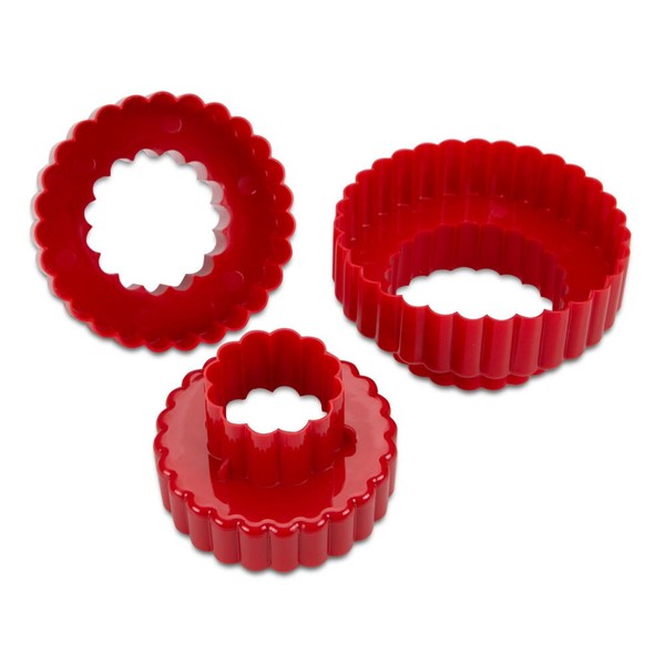 StäDter Ausstecher Set Rund Gewellt 3-Tlg. Keksausstecher Ausstechform Rot 9 Cm-image