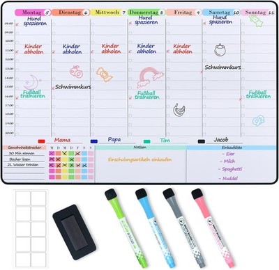 Whiteboard Wochenplaner: Haushaltsplanung für Zuhause, Büro, Schule - Magnetisch