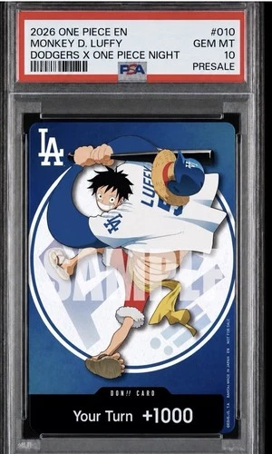 2026 ONE PIECE PROMO DODGERS X ONE PIECE NIGHT MONKEY D. LUFFY PSA 10 - PRESALE