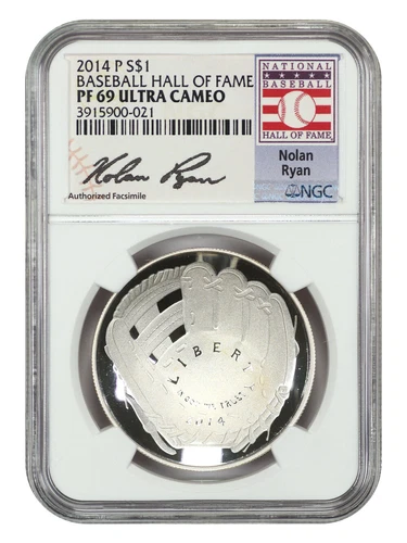 2014-P $1 Baseball Hall of Fame NGC PR69DCAM (Nolan Ryan Signature)