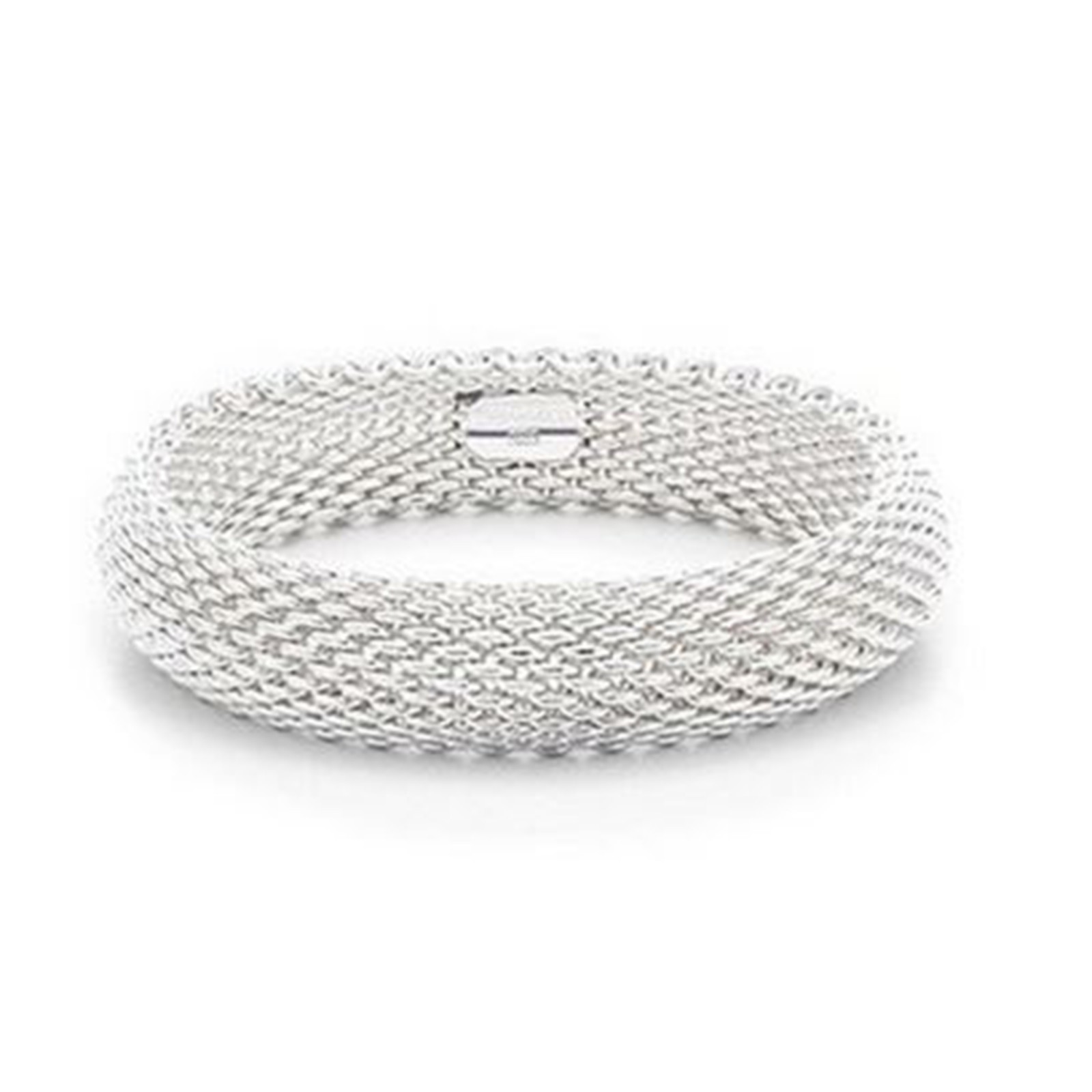 Bangle Bracelet 925 Silver Plated Soft Silky mesh Weave Cuff Bracelet for Women-image