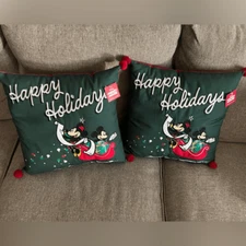 St. Nicholas Square Disney Holiday Sleigh Ride Throw Pillows- Set of 2