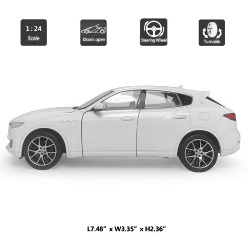 1:24 Maserati Levante Model Car Diecast Collectible Vehicle Doors Open White - Picture 2 of 12