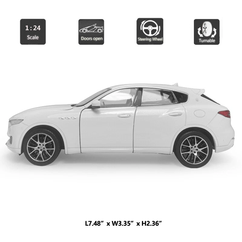 1/24 Maserati Levante Modelo Coche Diecast Vehículo Coleccionable Niños Juguetes Niños Blanco Foto 2 de 4