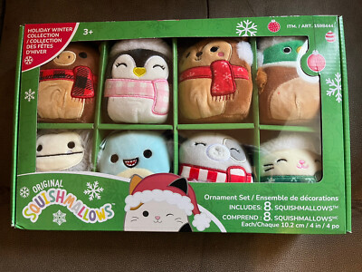 4” Squishmallow Christmas Ornaments 8-Pack, Winter Design, BRAND NEW FREE  SHIP!