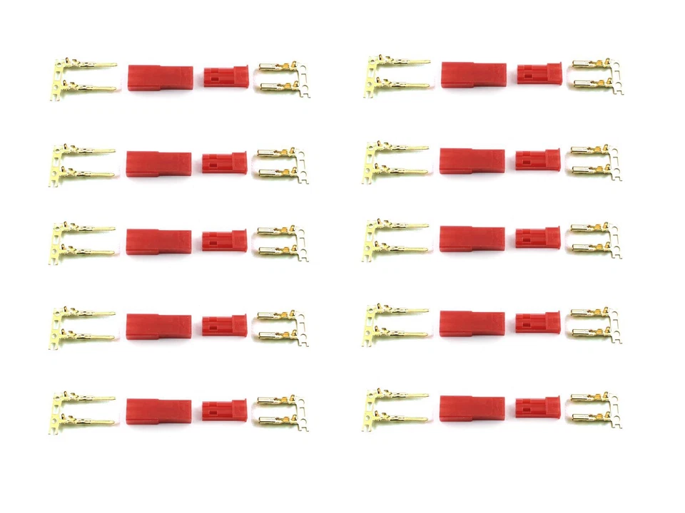 10 Paar JST / BEC Stecker + Buchse GOLD Kontakte zum crimpen (20 Stück)