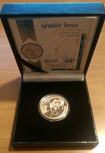 South-Africa-2003-Rhino-10-Cents-1-2-Ounce-Proof-Silver-Coin-Rare-with-COA