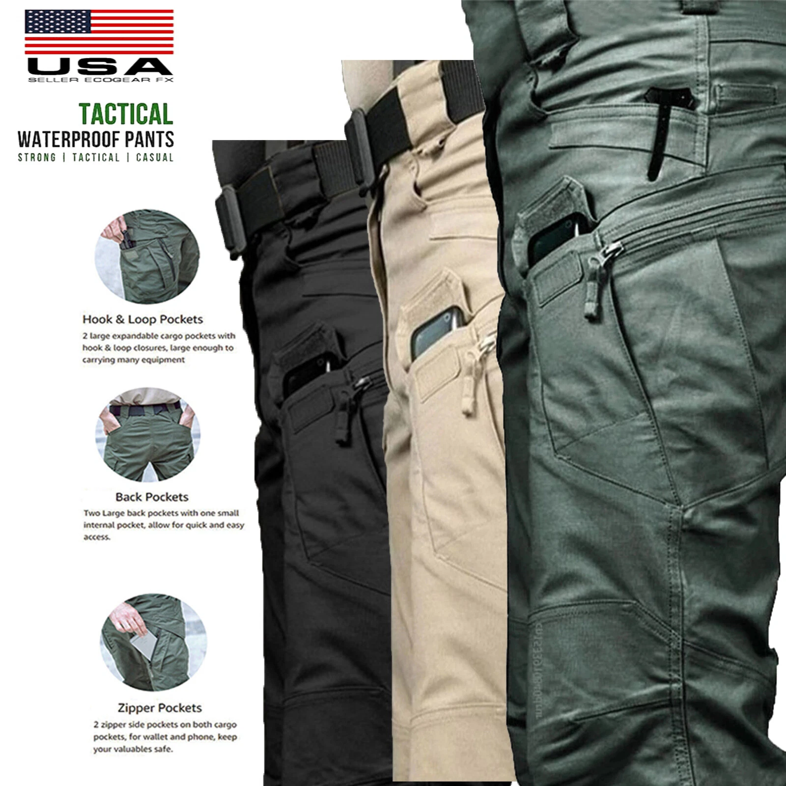 Tactical Cargo Pants Mens Military Hiking Outdoor Quick-Dry Waterproof Trousers
Opens in a new windo