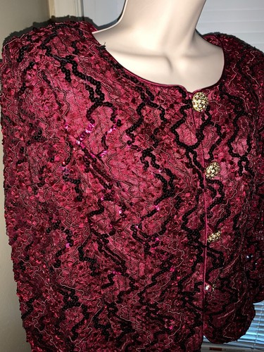 Neiman Marcus Lined Sequin Rhinestone Elegant Party Cocktail Jacket 8 ❤️tb9j14 - Picture 4 of 9