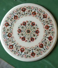 2' white marble table top corner coffee center inlay lapis home decor c18